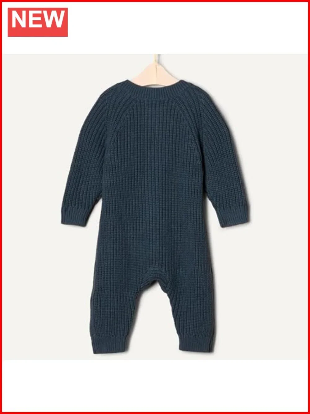 Unisex Toddler Cotton Knit Playsuit Textured Stitch Long Sleeve Romper